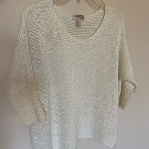 White oversized knit forever 21 sequin sweater